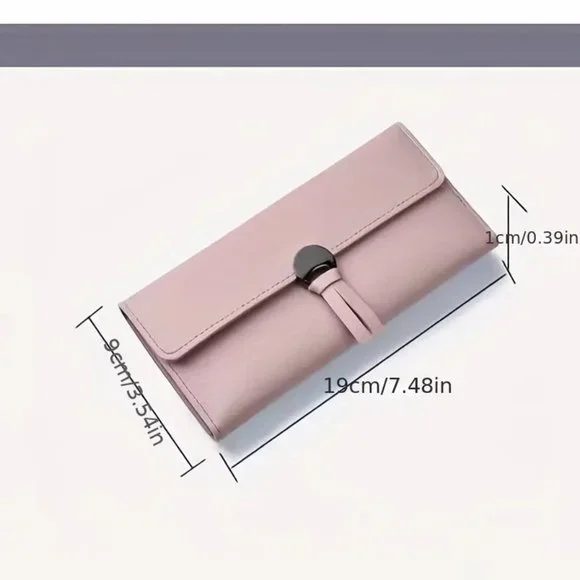 Pink Foldable Long Wallet, Mobile Phone Bag, Snap Button Purse With Card Slots - Picture 2 of 3